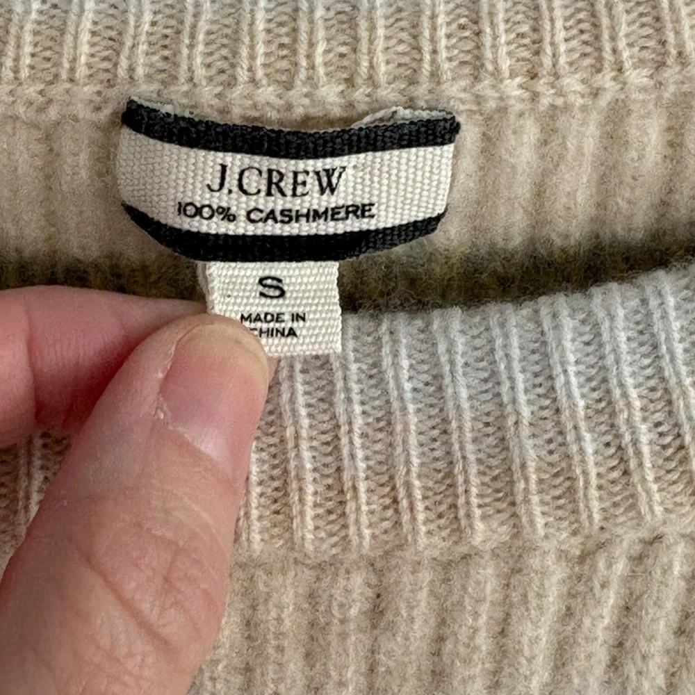 J.Crew 100% Cashmere Ribbed Crewneck Sweater Striped Pink Size Small Pastels